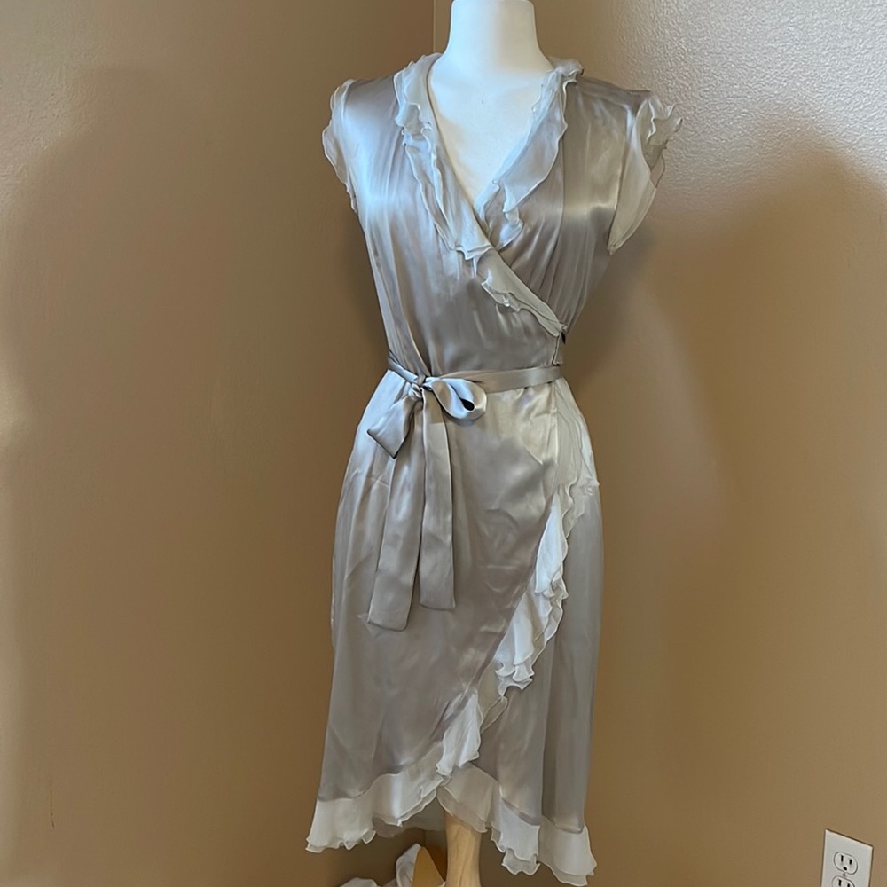 Silk Ruffle Wrap Dress